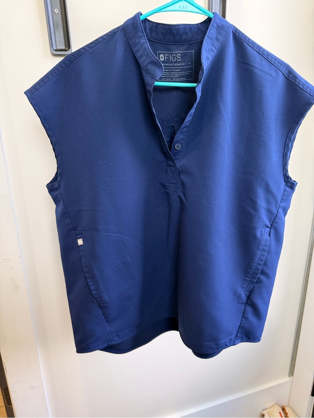 Figs Navy Blue Technical Sleeveless Scrub Top